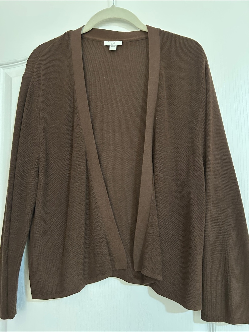 J. Jill Brown Open-Front Knit Cardigan